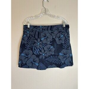 Rip Skirt L Floral Mini Skirt Wrap Cover Up swim Blue Hawaii Resort Hawaiian